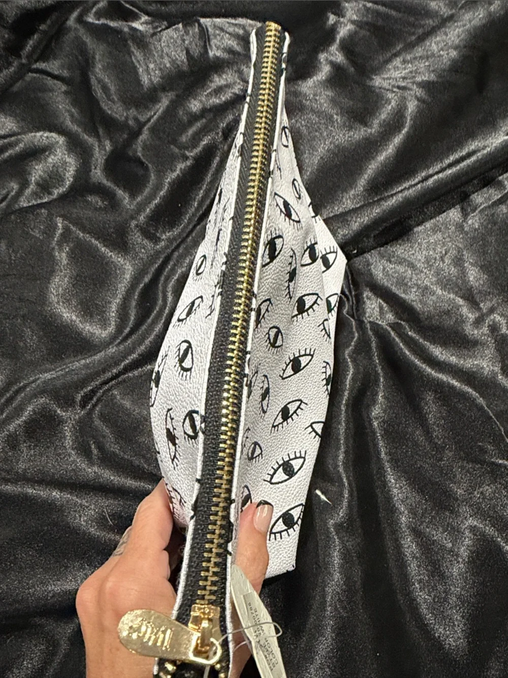 White Eye-Print Cosmetic Pouch